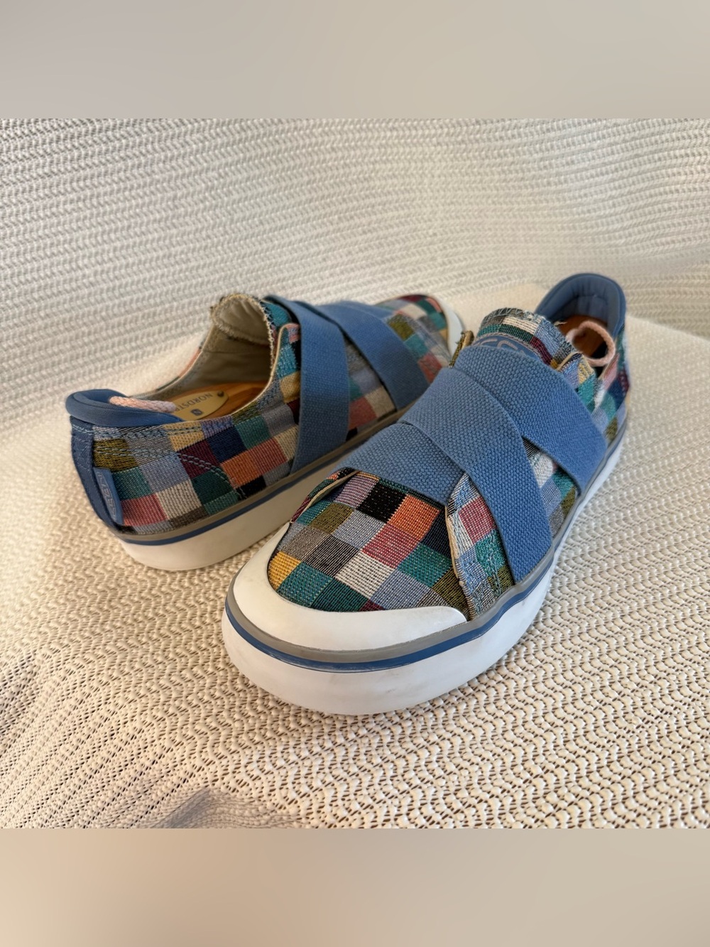 KEEN Women’s 8.5 EU 39 Patchwork Plaid Slip On Casual Shoes Blue Comfort